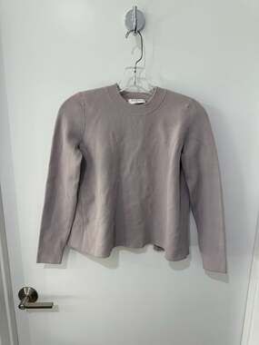 Babaton Open-Back Long Sleeve Mock Neck Knit Sweater Taupe Purple Size XS